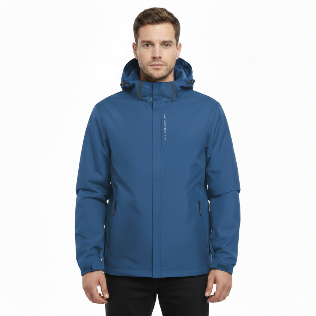 Lightweight Zip-Front Rain Jacket with Hood – Breathable Weather Shell for Men