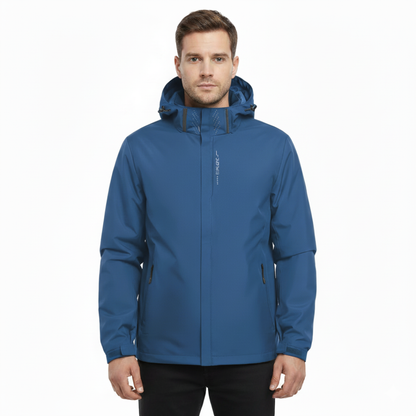 Lightweight Zip-Front Rain Jacket with Hood – Breathable Weather Shell for Men
