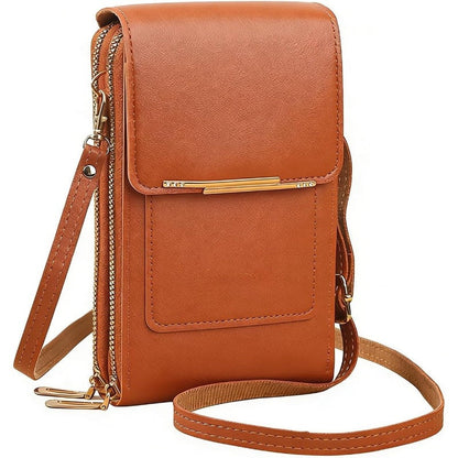 Touchscreen Crossbody Phone Wallet with RFID Blocking for Cards & Cash – Waterproof PU Leather Mini Purse Holds 6.7 in Smartphones