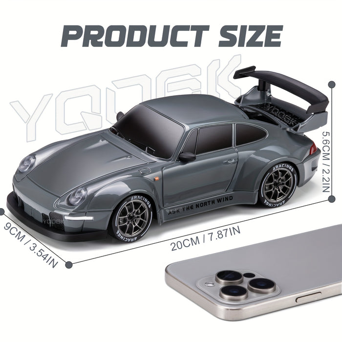 Mini Remote Control Drift Racer 4-Wheel Drive LED Glow Wheels 1:24 Scale Indoor Outdoor Track Racing Performance Car 2.4GHz Controller Recha