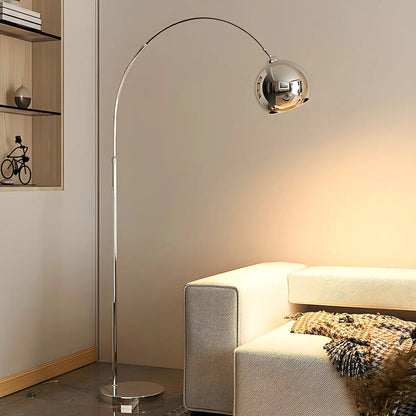Overarching Chrome Floor Lamp with Dome Shade 71 in E27 Socket Foot Switch