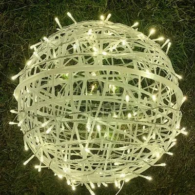Woven LED Globe Light 8 Inch Waterproof Outdoor Hanging Orb for Trees Patios & Garden Decor | Connectable String Sphere Lights Yard Decorati