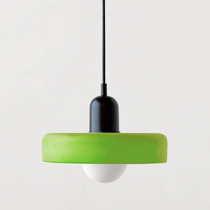 Glass Pendant Light with Adjustable Cord & Warm Glow – Modern Geometric Hanging Fixture for Dining Room & Living Room Decor