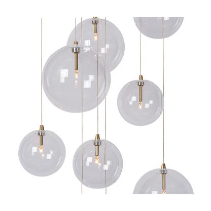 Multi-Globe Chandelier with Adjustable Drop Height 20 Inch Brass Finish for Dining Table Entry Foyer Kitchen Island Statement Lighting