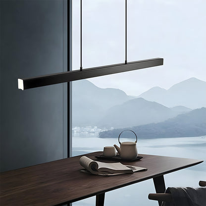Linear Metal LED Fixture 47 in Black Kitchen Island Overhead Bar Lamp Slim Profile Adjustable Drop Modern Minimalist Style for Dining Room W