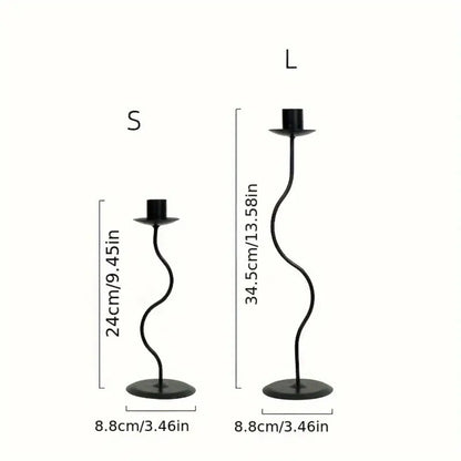 Sable Wavy Candle Holder - Iron, Sculpted Design, Tabletop Decor