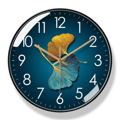 Silent Flower Wall Clock with Botanical Dial Design - Quiet Sweep Movement - Glass Cover & Metal Hands - Non-Ticking Timepiece