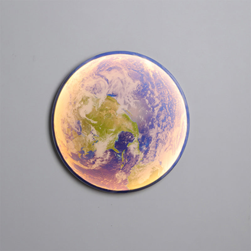 LED Moon Wall Sconce Dimmable Remote Control Light 9.4 Inch Diameter PVC Fixture for Bedroom Living Room Hallway Accent Lighting Three Color