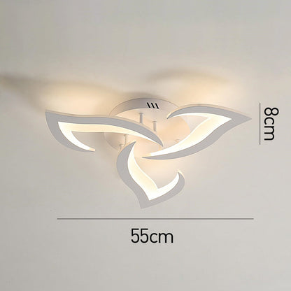 Flush Mount LED Fixture Metal Acrylic Black Layered Floral Pattern for Bedroom Living Room Hallway Contemporary Home Decor Overhead Light