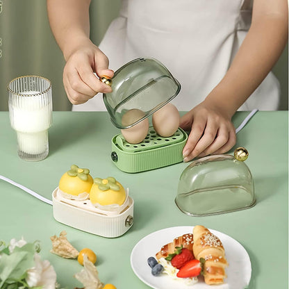 Electric Egg Cooker - Automatic 2-Egg Steamer with Auto Shutoff for Soft, Medium & Hard Boiled Eggs, Poached Eggs & Vegetables