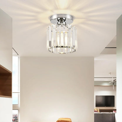 Flush Mount Crystal Light Fixture E27 Socket Black Gold for Bedroom Living Room Hallway Indoor Home Décor Compact Reflective Shade Elegant A
