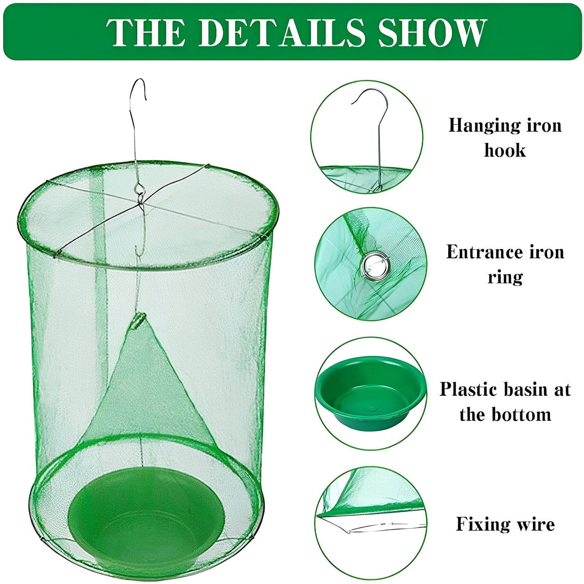 Reusable Outdoor Fly Catcher Trap with Natural Bait for Barns, Patios & Gardens