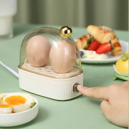 Dual-Egg Electric Steamer 5 in Wide Countertop Appliance Soft Medium Hard Boiled Breakfast Maker Small Kitchen Automatic Shutoff One-Touch B