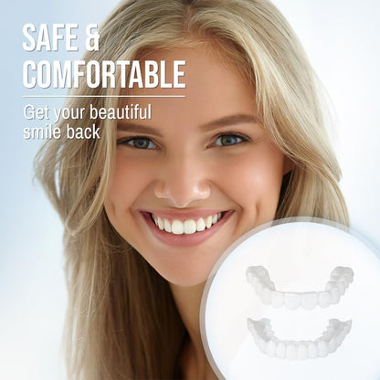 Cosmetic Tooth Covers Upper & Lower Set Instant Snap-On Dental Overlay for Natural Looking Smile Confidence Booster Reusable Teeth Caps