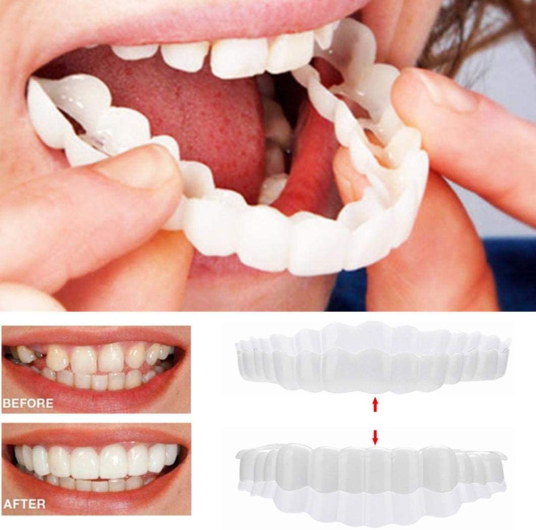Cosmetic Tooth Covers Upper & Lower Set Instant Snap-On Dental Overlay for Natural Looking Smile Confidence Booster Reusable Teeth Caps