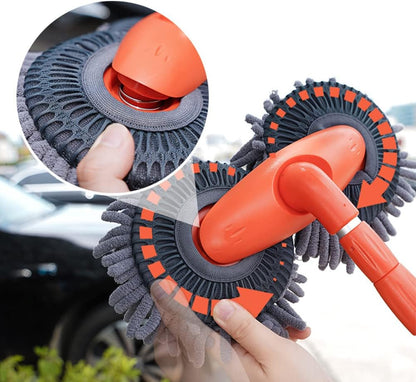 Extendable Car Wash Brush with Telescopic Handle & 360° Rotating Head for Vehicles, RVs, Windows & More