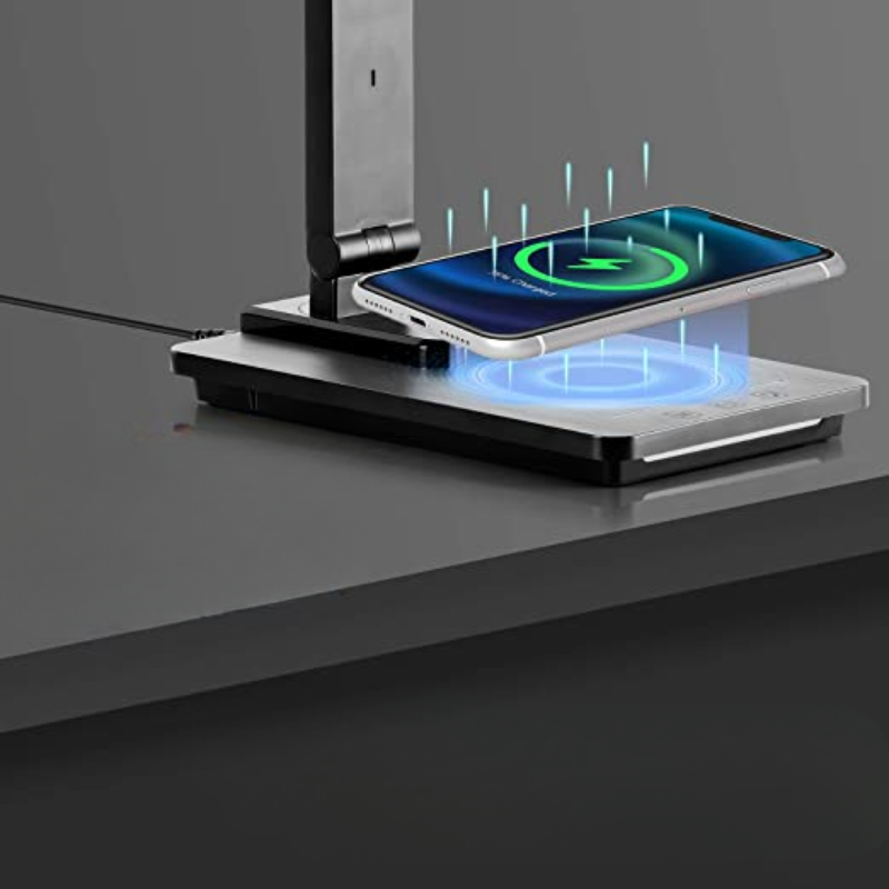 LED Desk Lamp with Wireless Charging Pad and USB Port for Home Office Workspace Task Lighting