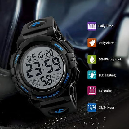 Digital Sports Watch | Waterproof Design with Large LED Display | Military-Grade Durability for Outdoor Adventures