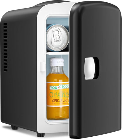Compact Mini Fridge | Small Fridge 4L Portable Cooler with Adjustable Shelves | Ideal for Medication, Skincare, Beverages & Snacks in Bedroom, Car, or Office