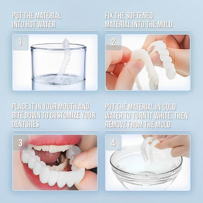 Cosmetic Tooth Covers Upper & Lower Set Instant Snap-On Dental Overlay for Natural Looking Smile Confidence Booster Reusable Teeth Caps