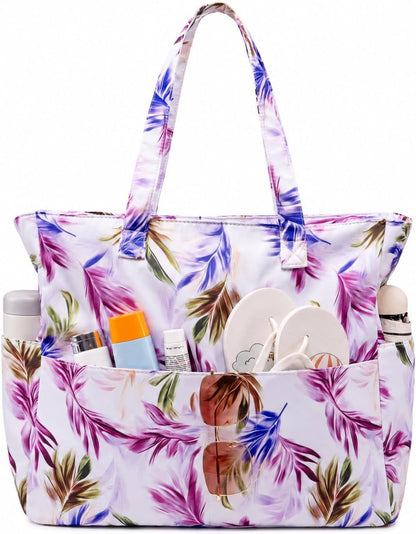 Beach Bag Waterproof with Wet Compartment, Large Beach Tote Bag for Pool and Gym, Travel Tote Bag for Grocery