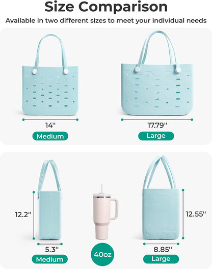 Ortekor Water-Resistant Rubber Tote Bag with Sandproof Design | Stylish Vacation Essential for Summer Fun