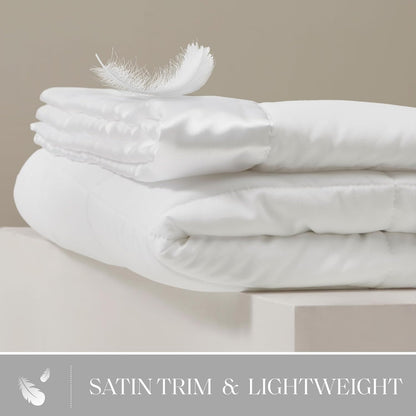 Windom Collection | Down Alternative Blanket with Moisture-Wicking Treatment | Lightweight & Soft Bed Cover for All Seasons, Satin Trim