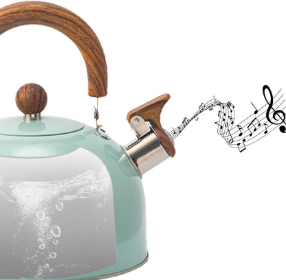 Stainless Steel Whistling Tea Kettle 2.5 Quart & 3 Quart for Gas Electric Induction Stovetop | Heat Resistant Handle | Water Boiler Teapot
