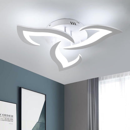 LED Flush Mount Light Fixture with Floral Layered Design for Bedroom, Entryway & Living Spaces | 22 in Black Metal Modern Low Profile Ambien