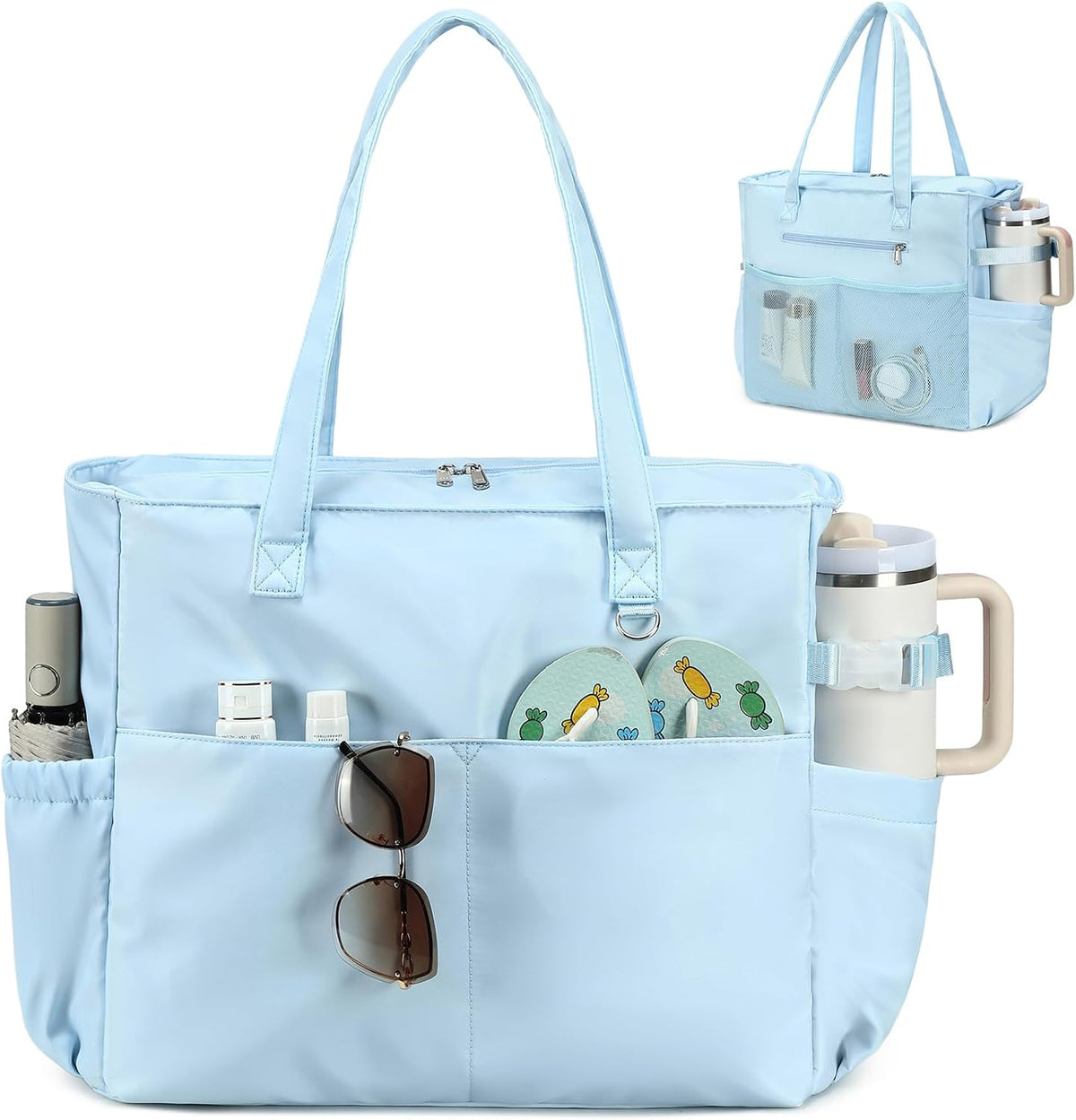 Ortekor Waterproof Beach Tote Bag with Wet Compartment | Extra Large Carry-On for Weekend Travel