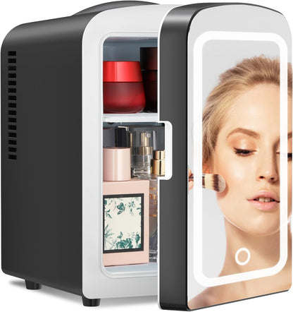 Compact Mini Fridge | Small Fridge 4L Portable Cooler with Adjustable Shelves | Ideal for Medication, Skincare, Beverages & Snacks in Bedroom, Car, or Office