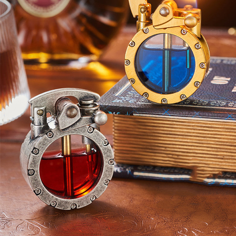 Classic See-Through Fuel Lighter with Metal Construction for Everyday Use and Collecting