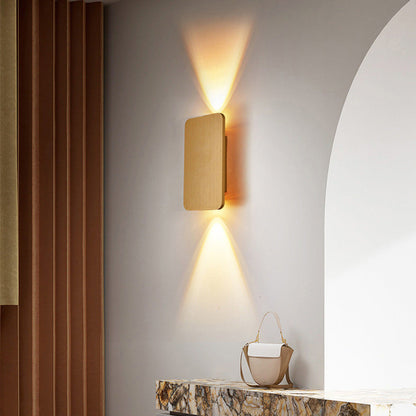 Rectangular Metal Wall Sconce with Warm LED Light for Bedroom & Living Room | Modern Hardwired Fixture in Gold, Black, White, Gray & Brown