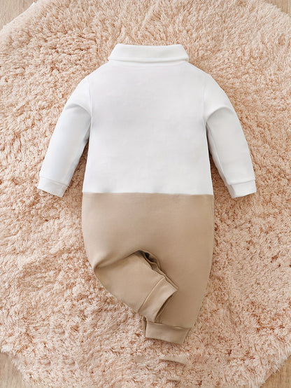 Baby Boy Formal Romper with Bow Tie | Dapper Tuxedo One-Piece Outfit for Infants & Toddlers | Cotton Gentleman Suit for Weddings
