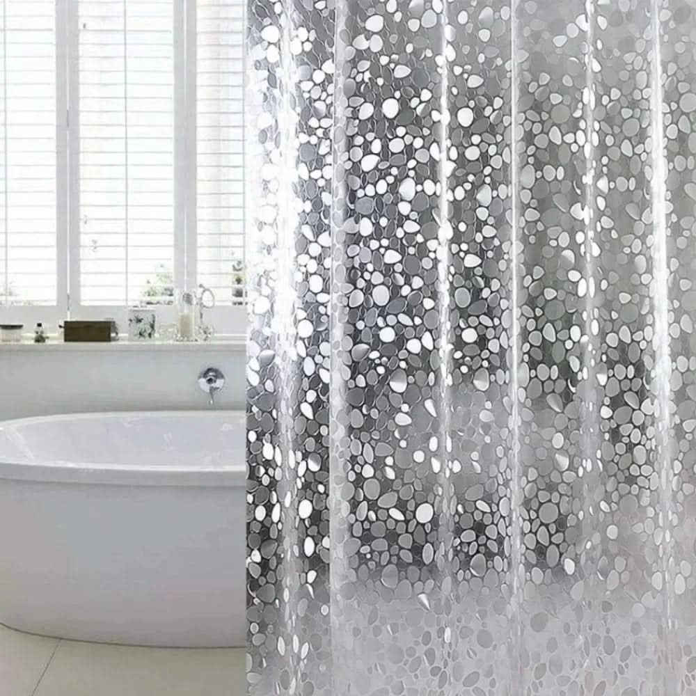 CLEARFLOW – Transparent Waterproof Shower Curtain Pebble Design