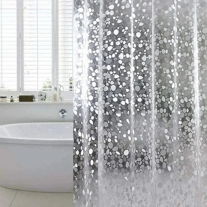 CLEARFLOW – Transparent Waterproof Shower Curtain Pebble Design