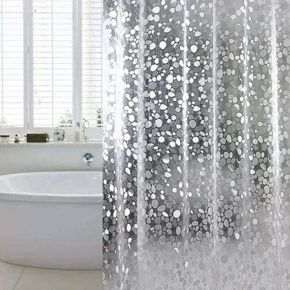 CLEARFLOW – Transparent Waterproof Shower Curtain Pebble Design