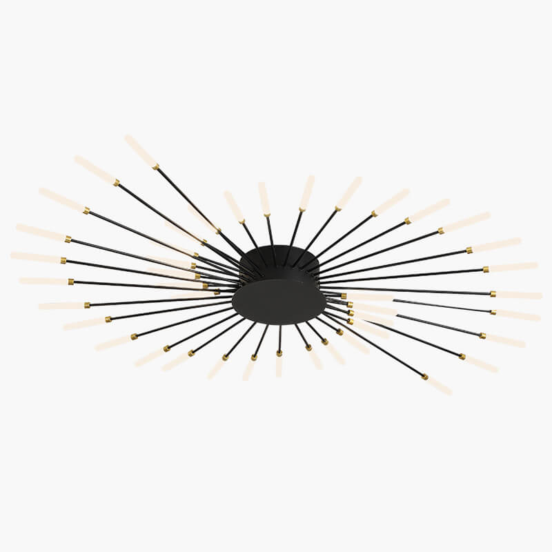 Multi-Arm Metal Flush Mount Light Fixture with Remote Dimmable 20-42 Bulb Points for Open Floor Plans Living Rooms Dining Spaces Contemporar