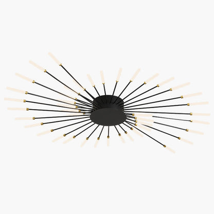 Multi-Arm Metal Flush Mount Light Fixture with Remote Dimmable 20-42 Bulb Points for Open Floor Plans Living Rooms Dining Spaces Contemporar