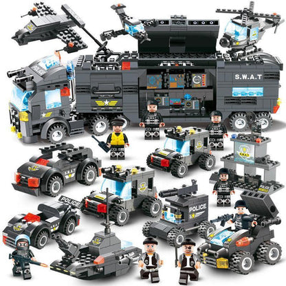 Adventure Builder | Building Blocks Set with Police Truck & Base | Creative Play for Kids