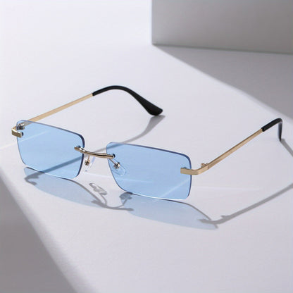 Rimless Sunglasses for Men – Lightweight Metal Frame with UV Protection & Oversized Gradient Lenses for Driving, Outdoor Sports, Beach