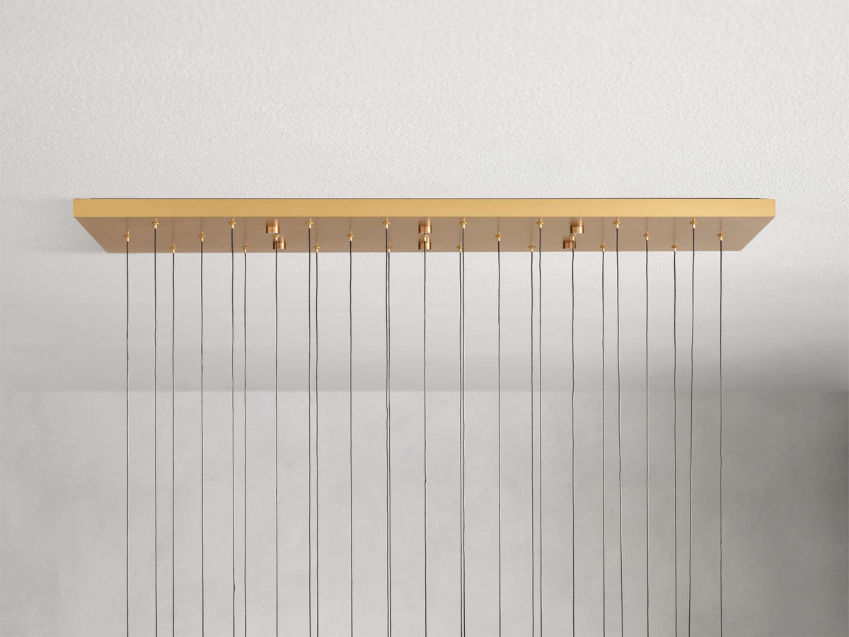 Cascading Raindrop Linear LED Chandelier – Textured Glass Orbs, Adjustable Height, Vaulted Ceiling Ready – 37 to 120 Inch Options for