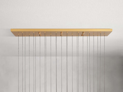 Cascading Raindrop Linear LED Chandelier – Textured Glass Orbs, Adjustable Height, Vaulted Ceiling Ready – 37 to 120 Inch Options for