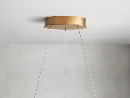 Circular Glass Disc Chandelier with Integrated LED Lighting for Dining Room & Living Room | Modern Adjustable Pendant Fixture