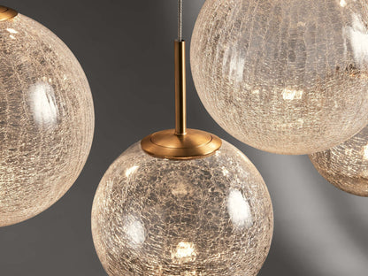 Modern Hanging Linear Chandelier with Hand-Blown Glass Globes & LED Lights for Dining Room & Kitchen Island
