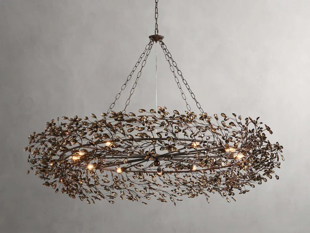 Round Multi-Light Statement Chandelier 39-60 in 6-12 Sockets Metal Crown for Dining Room Foyer Entryway Living Room