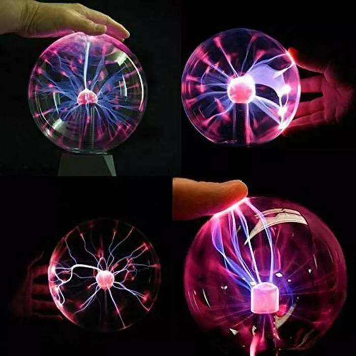 Electric Plasma Globe Touch Lamp with Lightning Effects for Desk or Nightstand | USB & Battery Powered Science Display Light for Bedroom