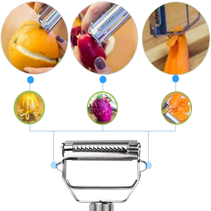 Dual-Blade Vegetable Peeler with Julienne Slicer | Stainless Steel Kitchen Tool for Potatoes Carrots Zucchini Cucumbers Apples | Dishwasher