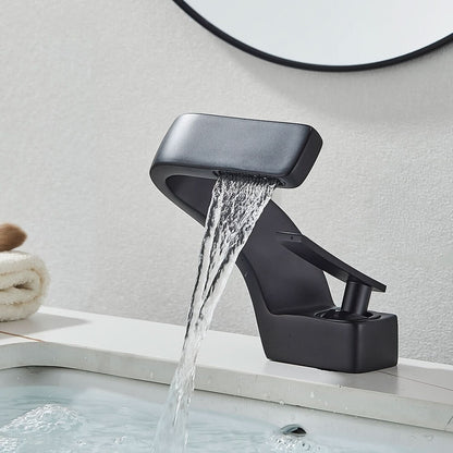 Single-Hole Waterfall Sink Faucet – 304 Stainless Steel Basin Mixer Tap for Modern Bathroom Vanities & Vessel Sinks