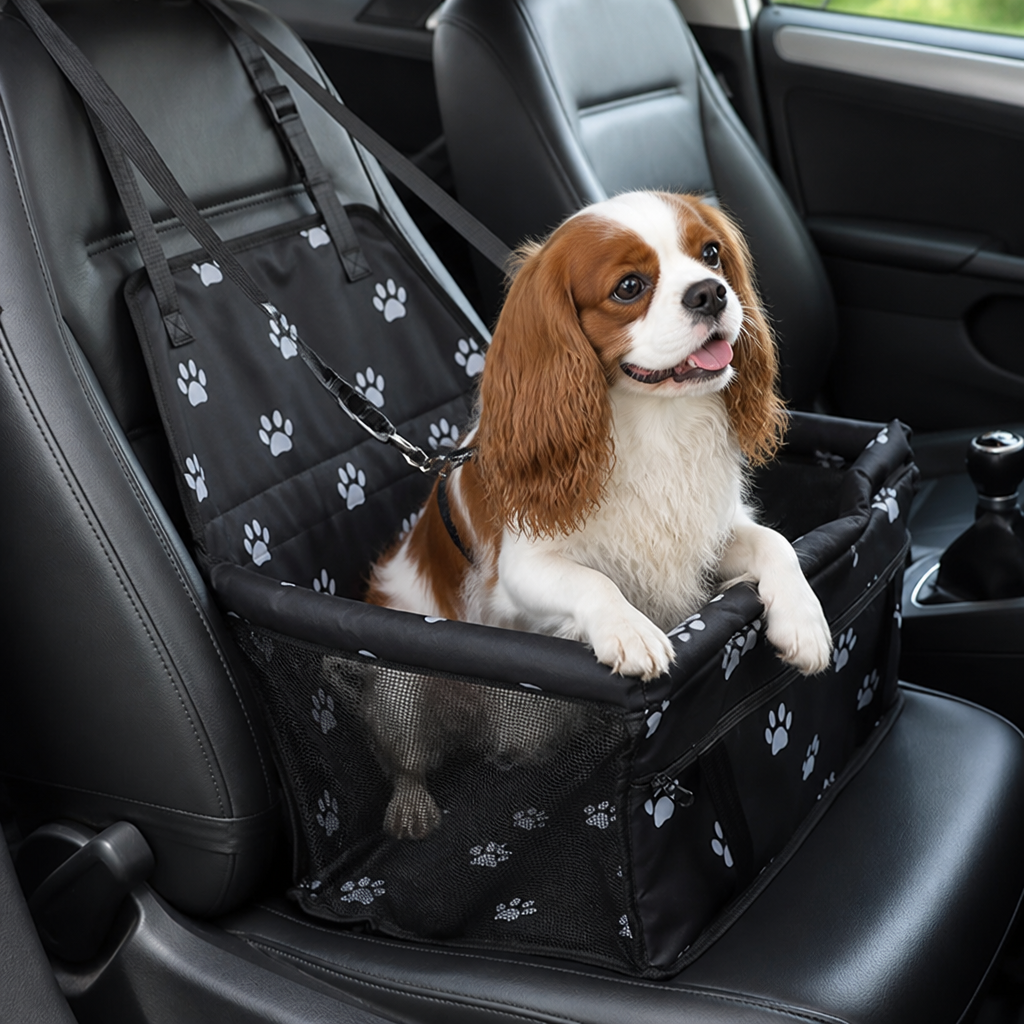 Ortekor Foldable & Breathable Canvas Dog Car Booster Seat (Includes Travel Bag)